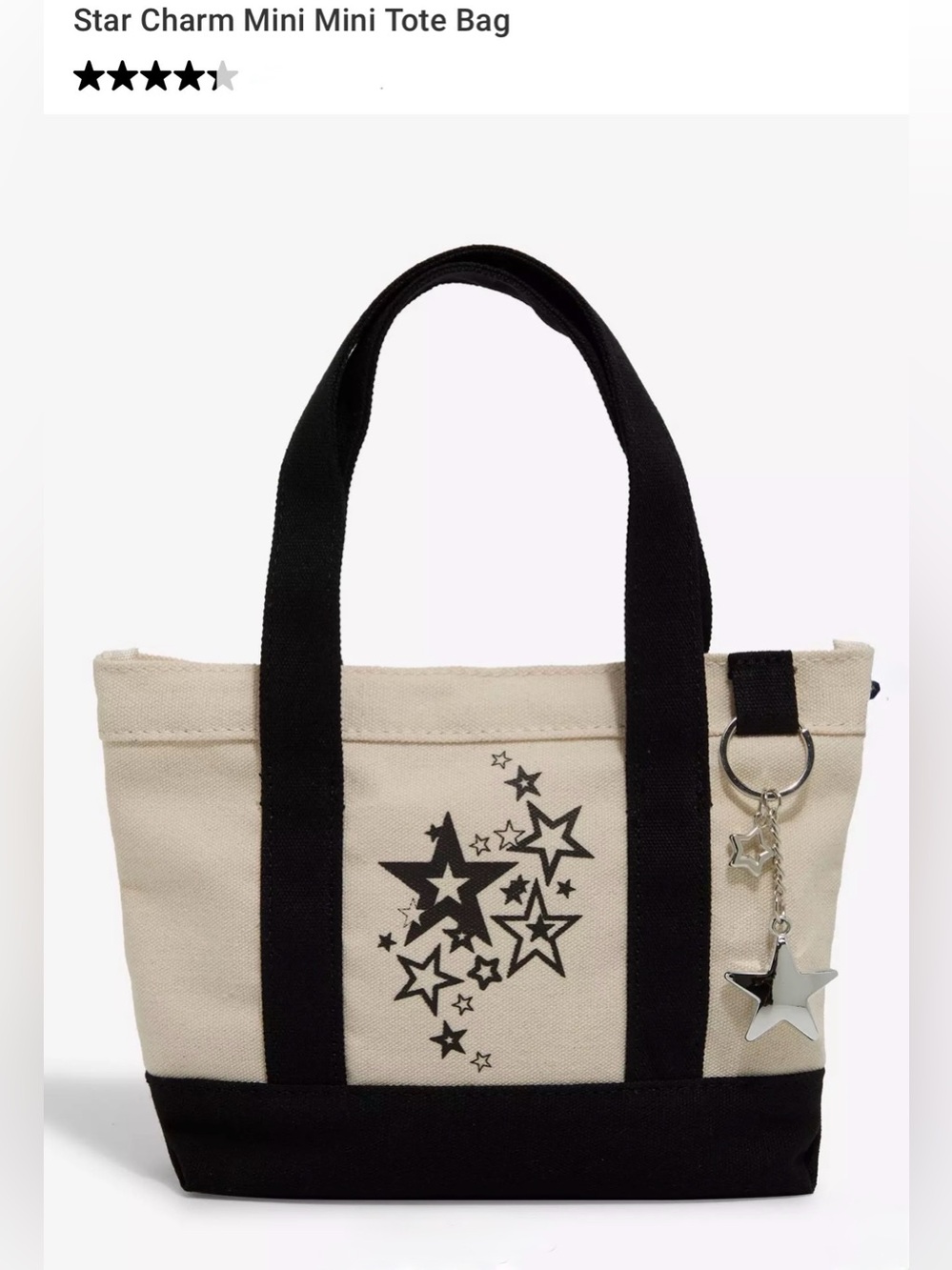 *new* Hot Topic Star Charm Mini Tote Bag - Black & Cream
